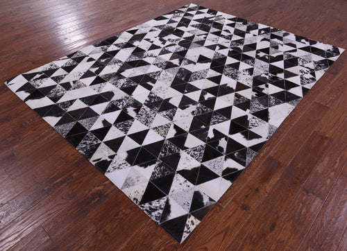 Black & White  Salt & Pepper Patchwork Natural Cowhide Rug - 6' 8