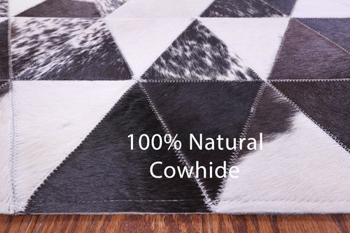 Black & White  Salt & Pepper Patchwork Natural Cowhide Rug - 6' 8