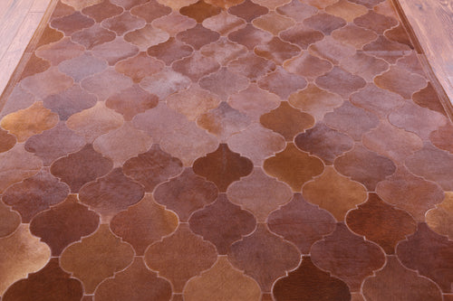 Lantern Tile Brown Patchwork Natural Cowhide Rug - 6' 8