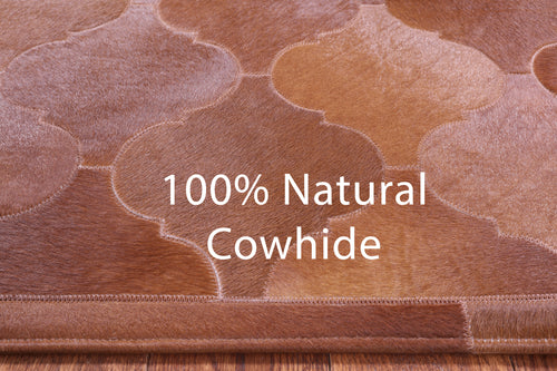 Lantern Tile Brown Patchwork Natural Cowhide Rug - 6' 8