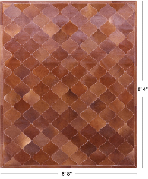 Lantern Tile Brown Patchwork Natural Cowhide Rug - 6' 8