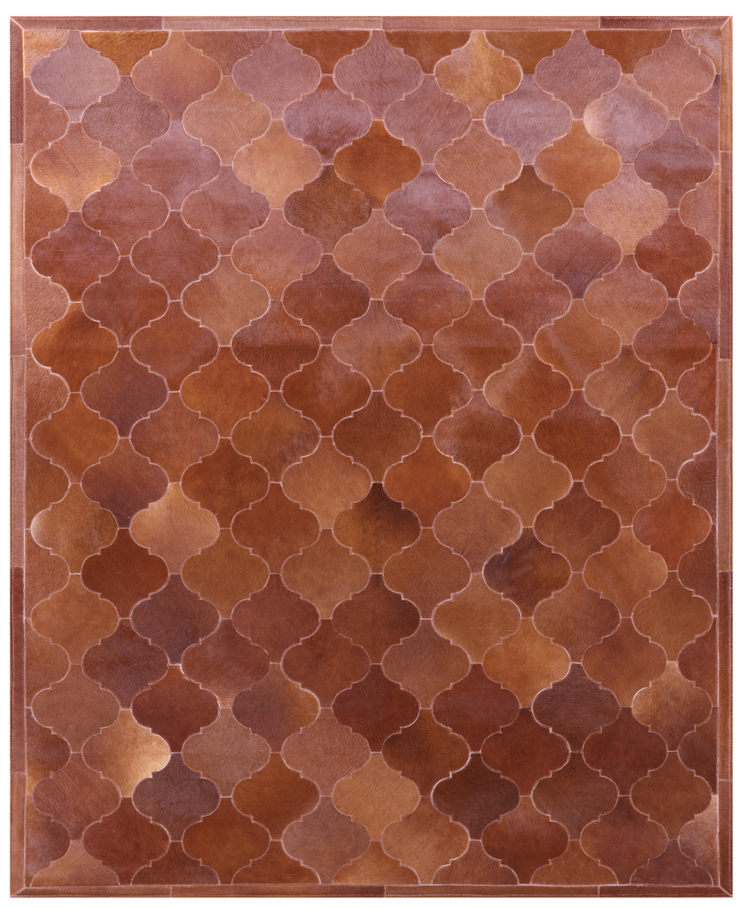 Lantern Tile Brown Patchwork Natural Cowhide Rug - 6' 8" x 8' 4"