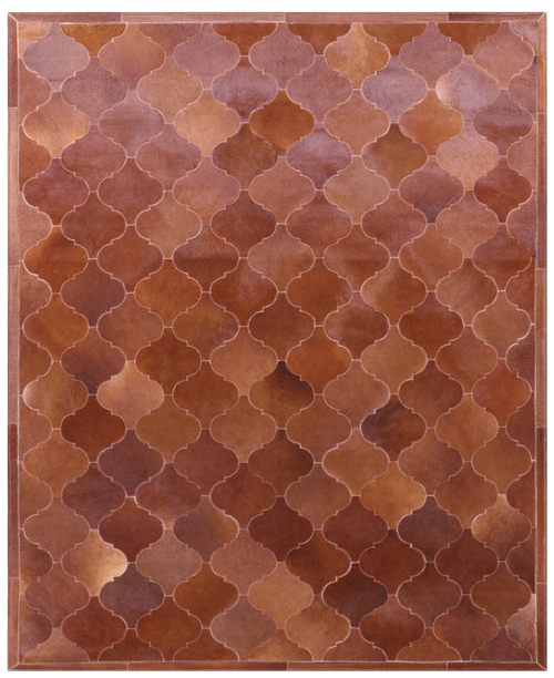Lantern Tile Brown Patchwork Natural Cowhide Rug - 6' 8