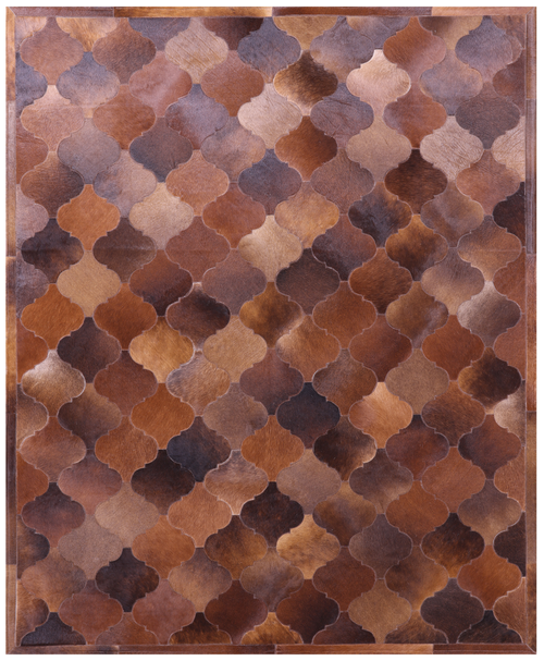 Lantern Tile Brown Patchwork Natural Cowhide Rug - 6' 8