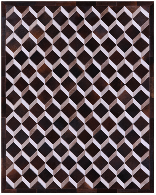 Brown & White Patchwork Natural Cowhide Rug - 6' 8