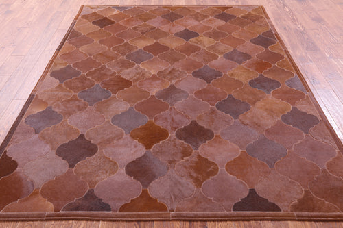Lantern Tile Brown Patchwork Natural Cowhide Rug - 6' 8