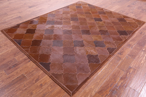 Lantern Tile Brown Patchwork Natural Cowhide Rug - 6' 8