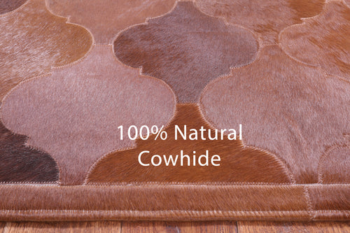 Lantern Tile Brown Patchwork Natural Cowhide Rug - 6' 8