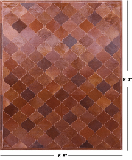 Lantern Tile Brown Patchwork Natural Cowhide Rug - 6' 8