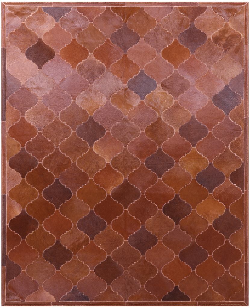 Lantern Tile Brown Patchwork Natural Cowhide Rug - 6' 8" x 8' 3"