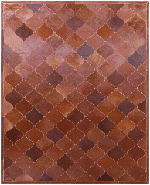 Lantern Tile Brown Patchwork Natural Cowhide Rug - 6' 8
