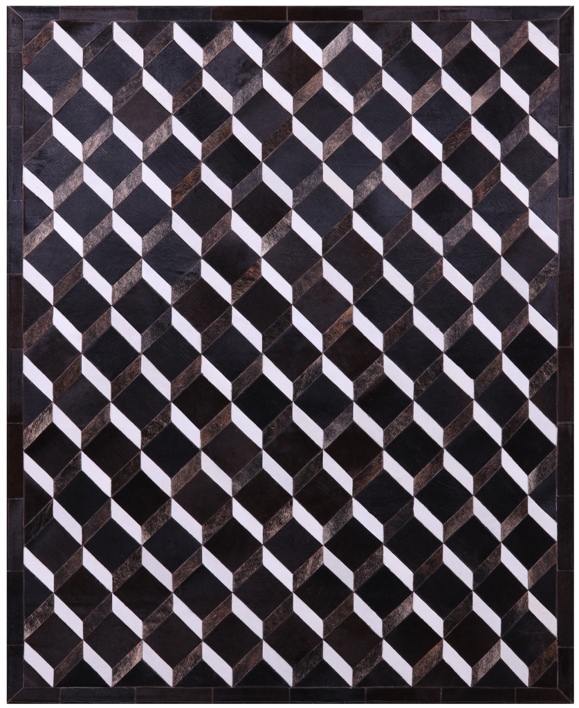 Black & White Patchwork Natural Brown Cowhide Rug - 6' 8" x 8' 4"