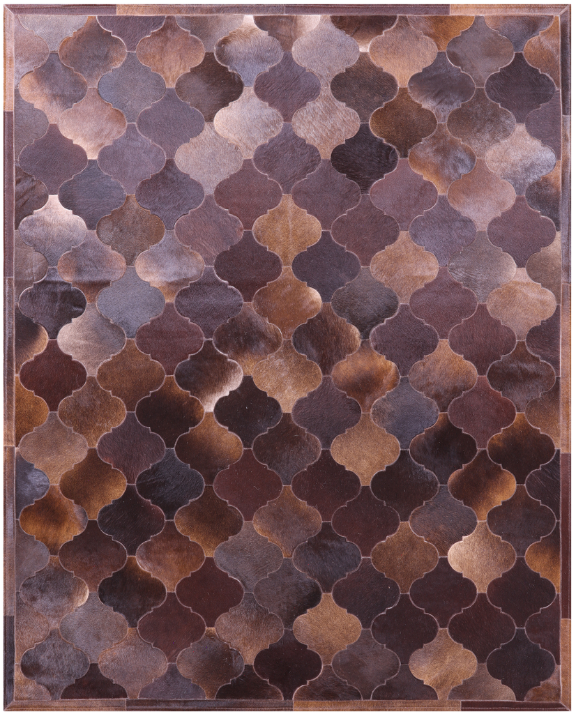 Lantern Tile Brown Patchwork Natural Cowhide Rug - 6' 9" x 8' 4"