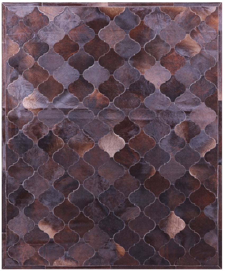 Lantern Tile Brown Patchwork Natural Cowhide Rug - 6' 8" x 8' 3"