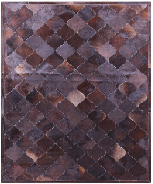 Lantern Tile Brown Patchwork Natural Cowhide Rug - 6' 8