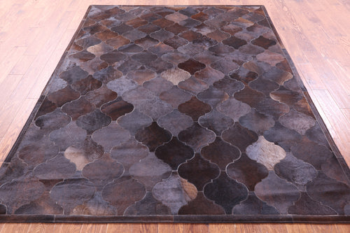 Lantern Tile Brown Patchwork Natural Cowhide Rug - 6' 8