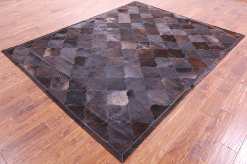 Lantern Tile Brown Patchwork Natural Cowhide Rug - 6' 8