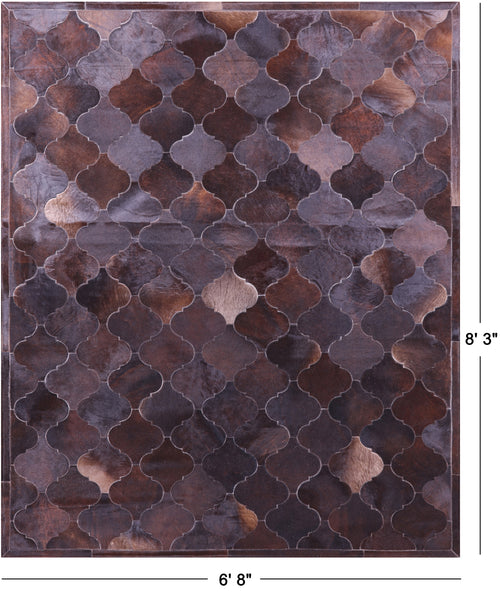 Lantern Tile Brown Patchwork Natural Cowhide Rug - 6' 8
