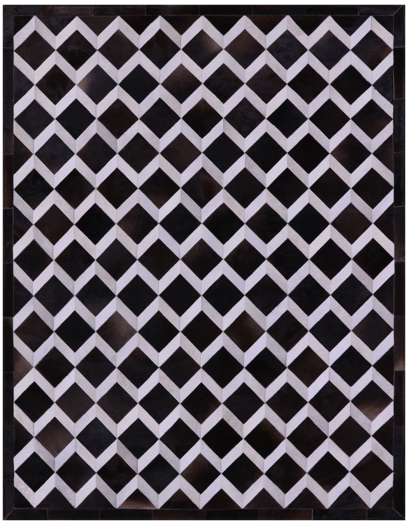Brown & White Patchwork Natural Cowhide Rug - 6' 8" x 8' 4"