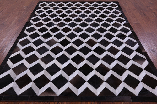 Brown & White Patchwork Natural Cowhide Rug - 6' 8