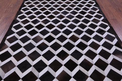 Brown & White Patchwork Natural Cowhide Rug - 6' 8
