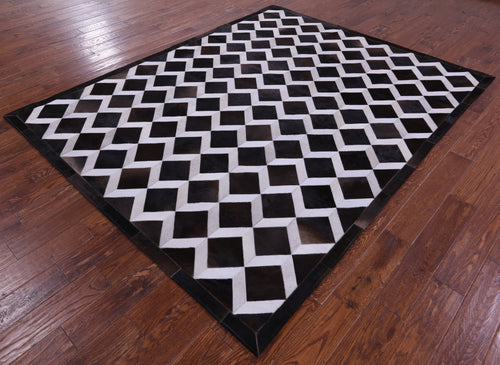 Brown & White Patchwork Natural Cowhide Rug - 6' 8