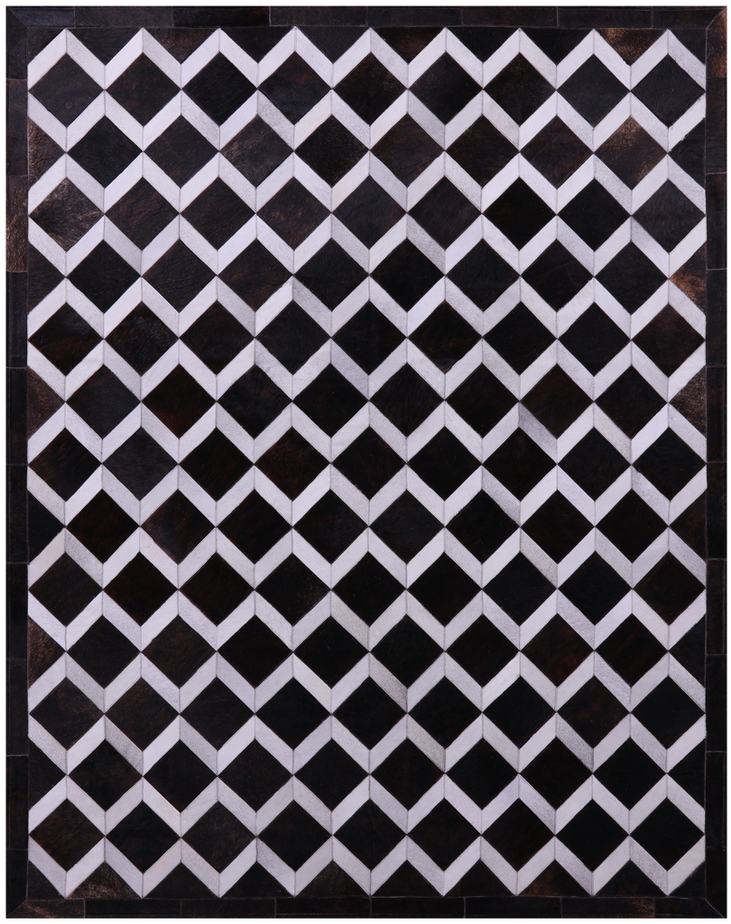 Brown & White Patchwork Natural Cowhide Rug - 6' 8" x 8' 5"