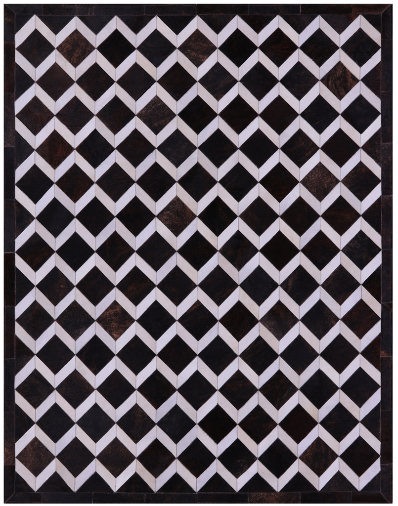 Brown & White Patchwork Natural Cowhide Rug - 6' 8" x 8' 4"