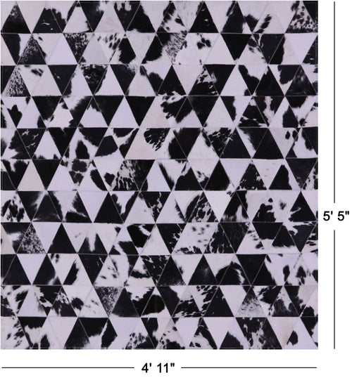 Black & White Patchwork Natural Cowhide Rug - 4' 11