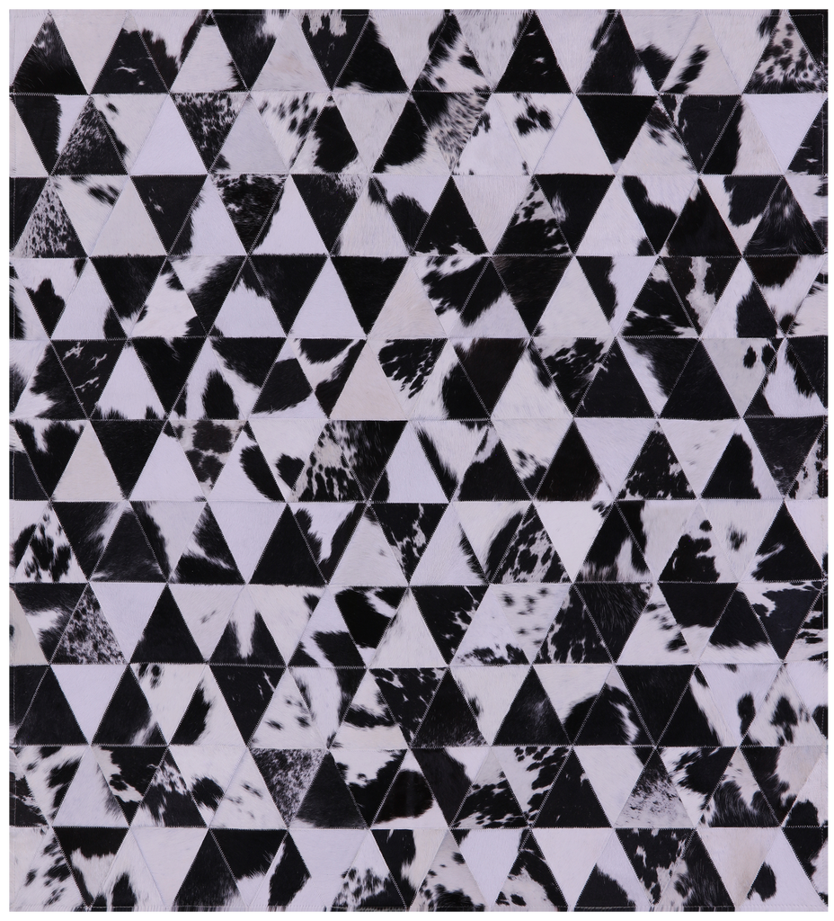 Black & White Patchwork Natural Cowhide Rug - 4' 11" x 5' 5"