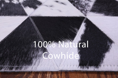 Black & White Patchwork Natural Cowhide Rug - 4' 11