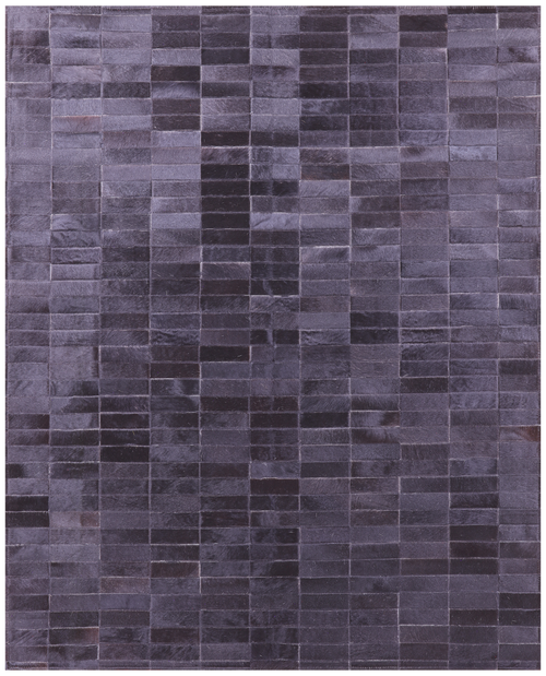 Black Brickwork Patchwork Natural Cowhide Rug - 5' 3