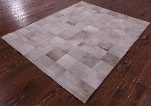 Light Brown Patchwork Natural Cowhide Rug - 5' 3