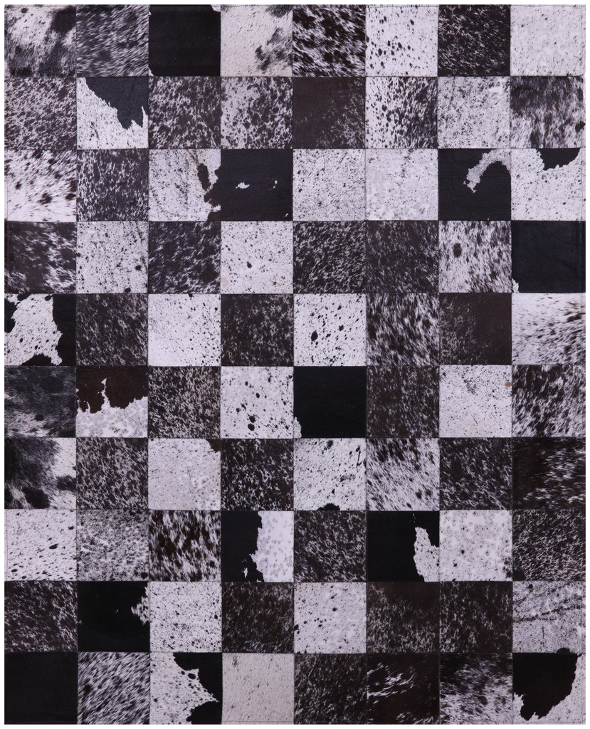 Black Salt & Pepper Patchwork Natural Cowhide Rug - 5' 3" x 6' 6"