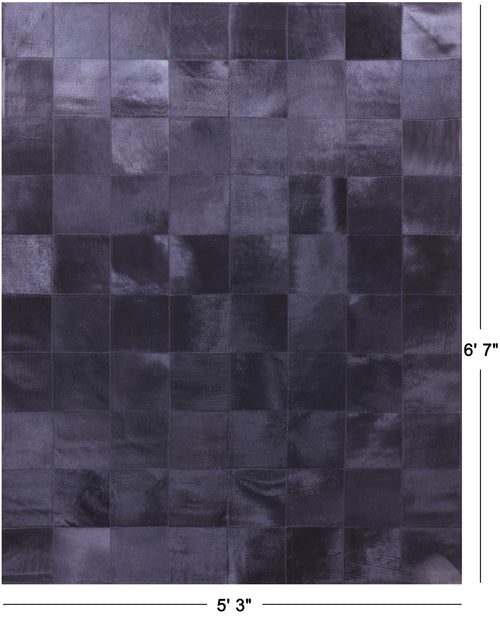 Black Patchwork Natural Cowhide Rug - 5' 3