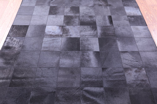 Black Patchwork Natural Cowhide Rug - 5' 3