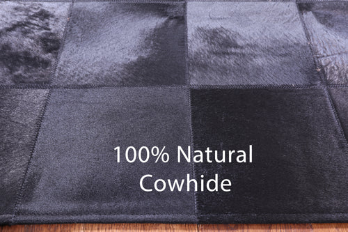 Black Patchwork Natural Cowhide Rug - 5' 3