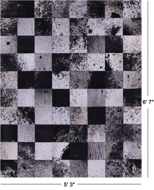 Black & White Patchwork Natural Salt & Pepper Cowhide Rug - 5' 3