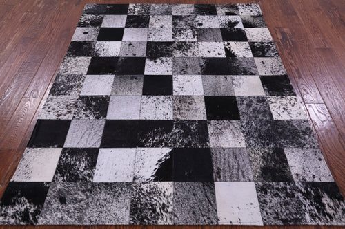 Black & White Patchwork Natural Salt & Pepper Cowhide Rug - 5' 3
