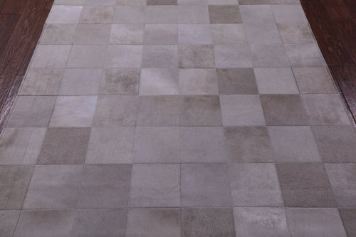 White Patchwork Natural Cowhide Rug - 5' 3