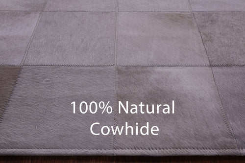 White Patchwork Natural Cowhide Rug - 5' 3