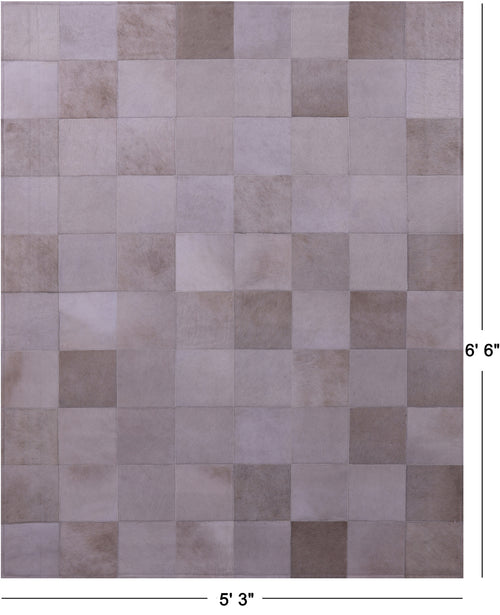 White Patchwork Natural Cowhide Rug - 5' 3