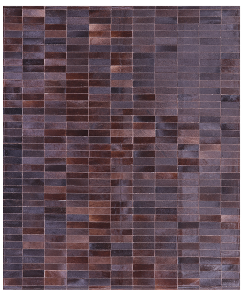 Brown Brickwork Patchwork Natural Cowhide Rug - 5' 4