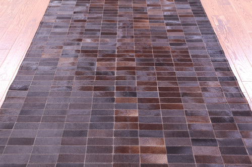 Brown Brickwork Patchwork Natural Cowhide Rug - 5' 4