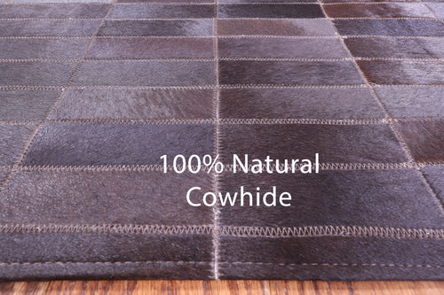 Brown Brickwork Patchwork Natural Cowhide Rug - 5' 4