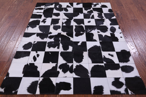 Black & White Patchwork Natural Cowhide Rug - 5' 3