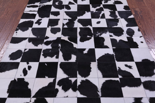 Black & White Patchwork Natural Cowhide Rug - 5' 3
