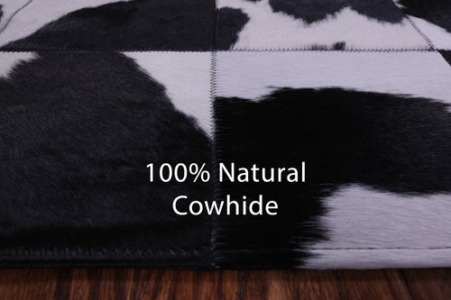 Black & White Patchwork Natural Cowhide Rug - 5' 3