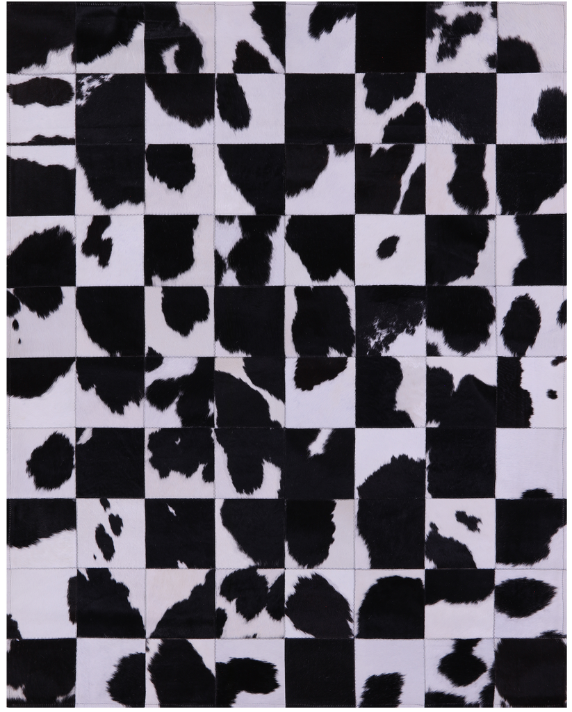 Black & White Patchwork Natural Cowhide Rug - 5' 3" x 6' 7"