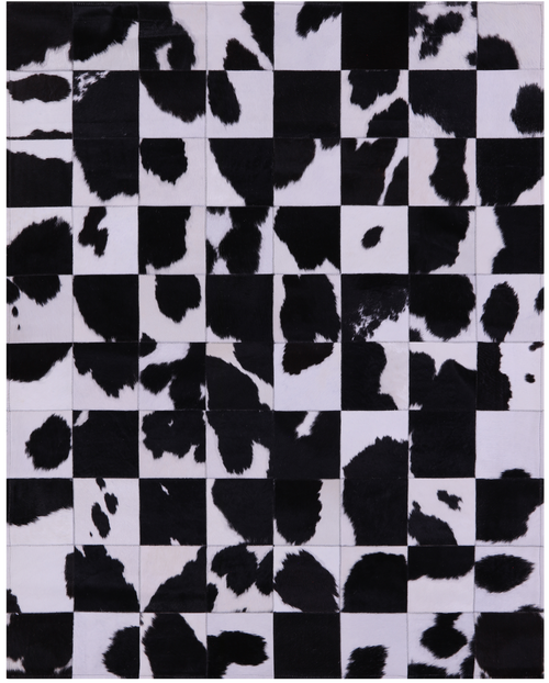 Black & White Patchwork Natural Cowhide Rug - 5' 3